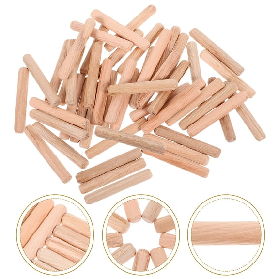 HOMEMAXS Wooden Dowel for Furniture Crafts with Fluted Surface Brown Wood 8x50mm