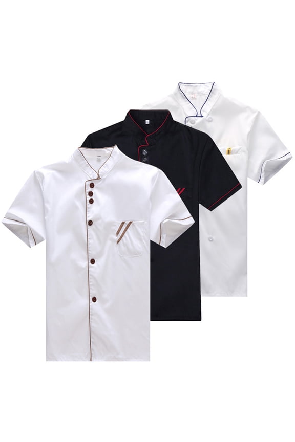 Unisex Short Sleeve Basical Chef Catering Shirt for Bakery Food Service Restaurant Size L (White)