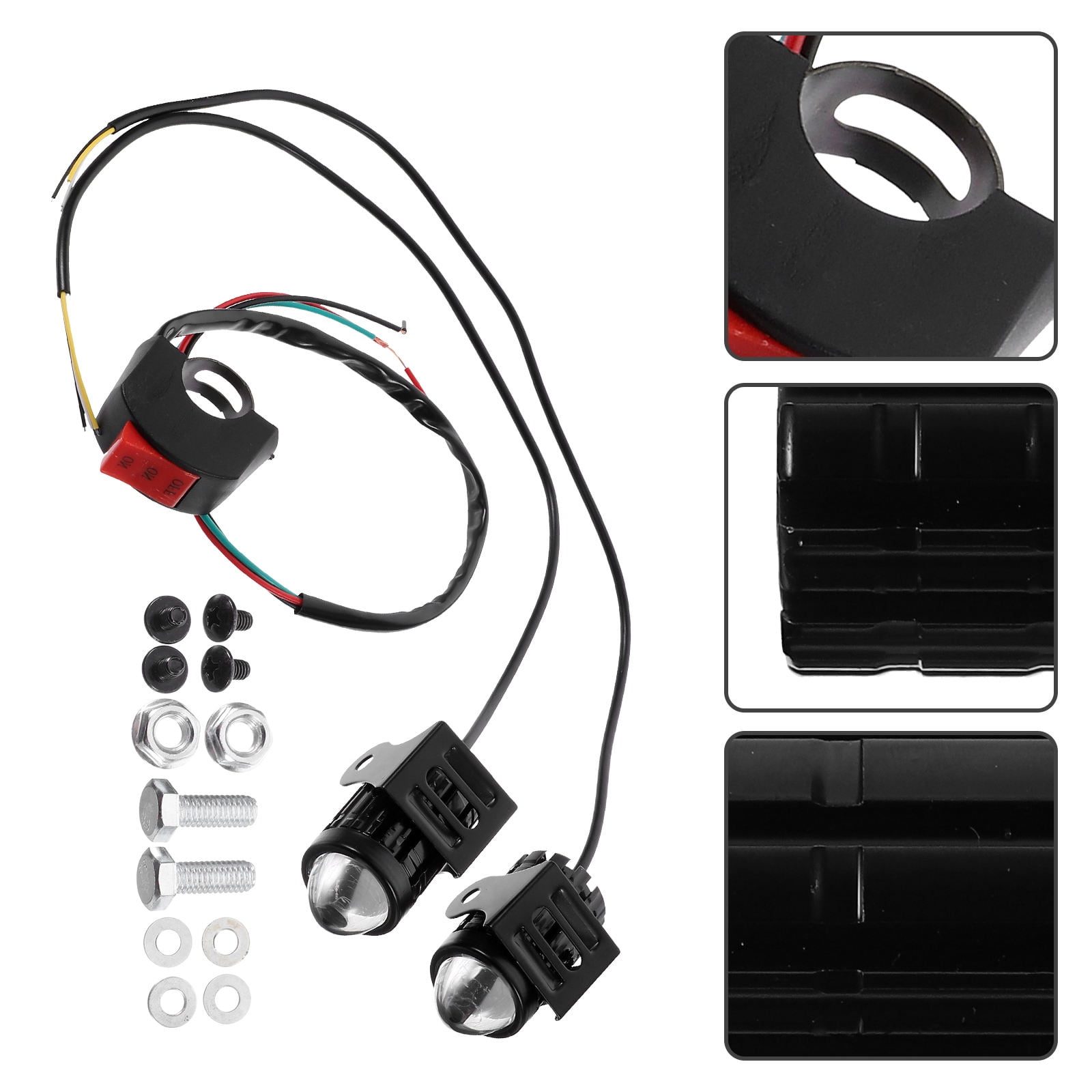 HOMEMAXS Universal LED Motorcycle Headlight with Super Bright Beads for Enhanced Visibility Black aluminum 1280V