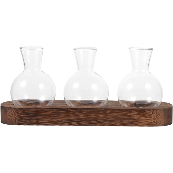 HOMEMAXS Vase for Flowers Green Wooden Base Ornament Office