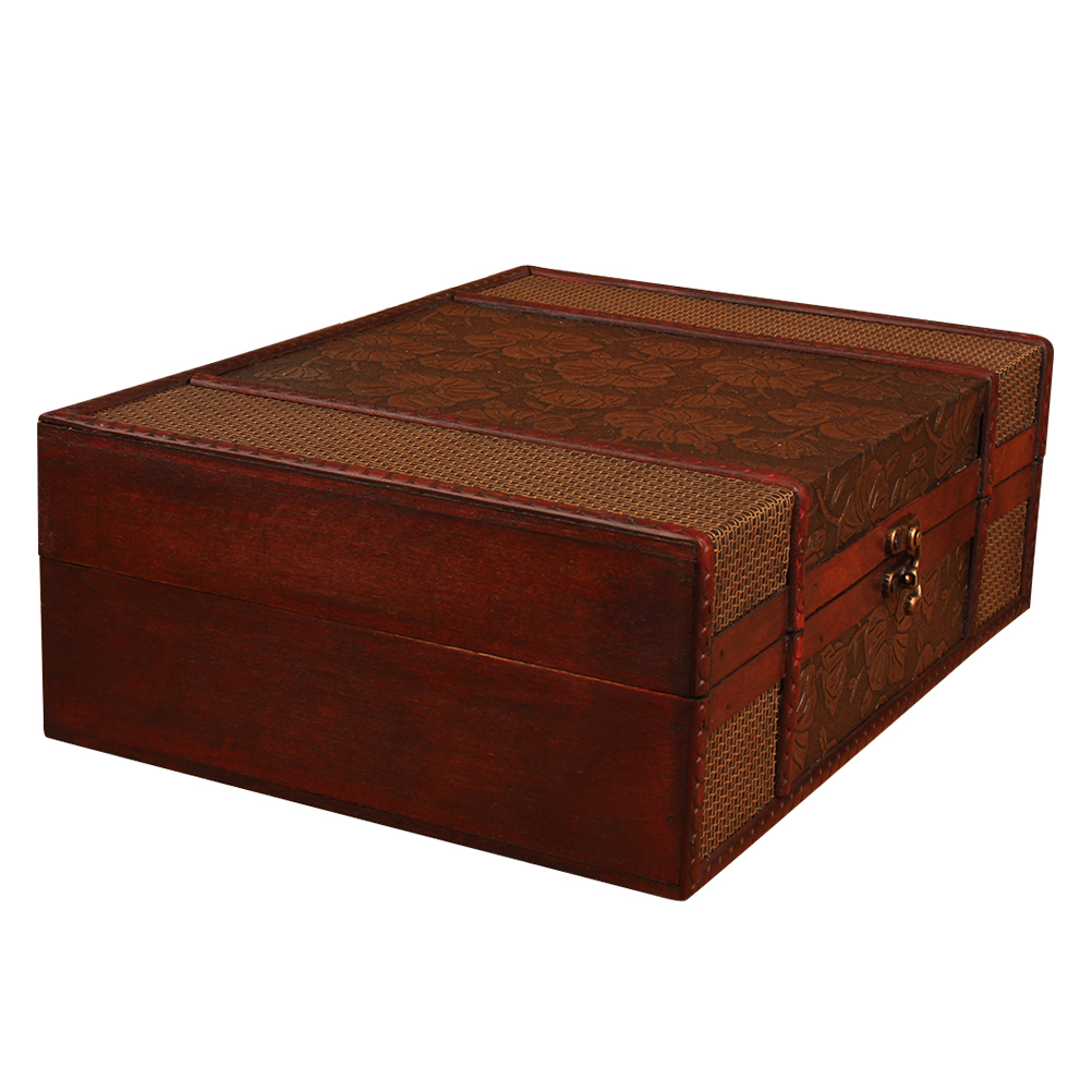HOMEMAXS Vintage Desktop Storage Boxes Wooden Books Storage Case Jewelry Container Large Sundries Document Box without Lock (Lotus) - image 1 of 6