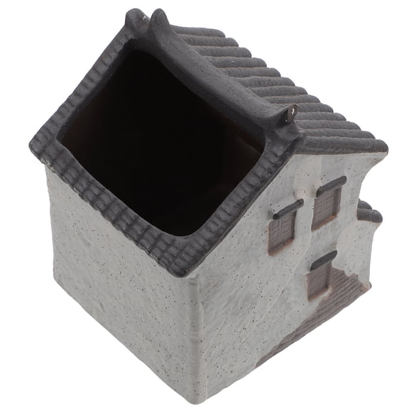 Minkissy Ceramic Flowerplanter House Shape Dark Grey 1Pcs
