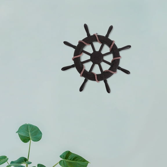 HOMEMAXS Vintage Wooden Ship Wheel Wall Hanging Nautical Decor Nautical Wall Decoration Boat Ship Steering Wheel Ornament Wood Rudder Pendant