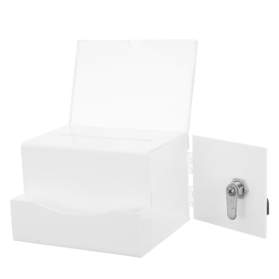 Greenadscape White Acrylic Donation Box with Lock Multi Functional Suggestion and Voting Box