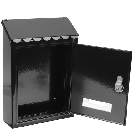 HOMEMAXS Wall Mailbox Mailboxes Door with Lock Country Decor Decoration Mounted Office Black