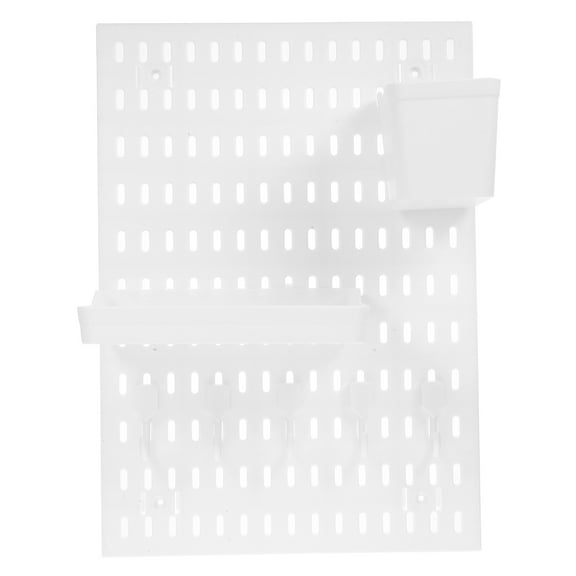 HOMEMAXS Wall Pegboard for Storage Broom Holder Mount Hanging Organizer White