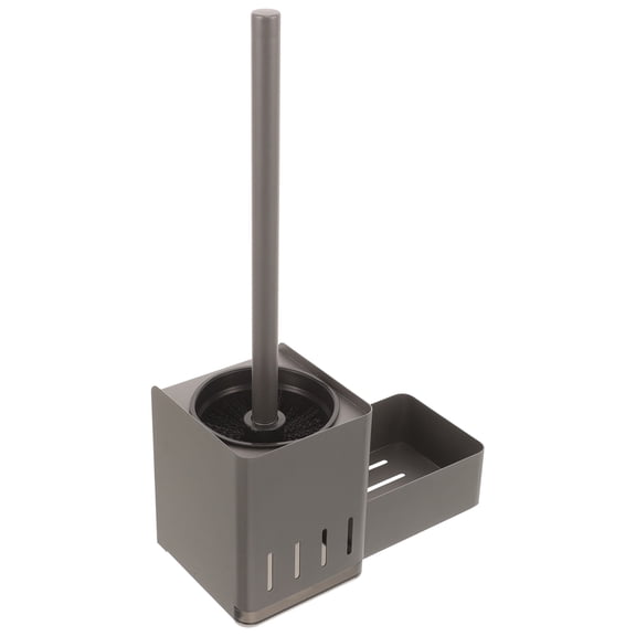 VERDANVERSE Wall Mounted Toilet Brush and Holder Set Bathroom Accessories Multi-functional Storage Non-Scratch Bristles