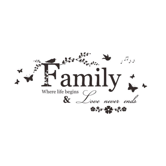 VERDANVERSE English Wall Stickers in Black PVC with Removable Adhesive for Home and Room Wall Decoration