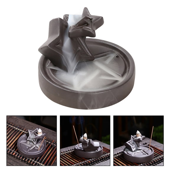 VERDANVERSE Desk Waterfall Ceramic Backflow Incense Burner Brown 1Pack