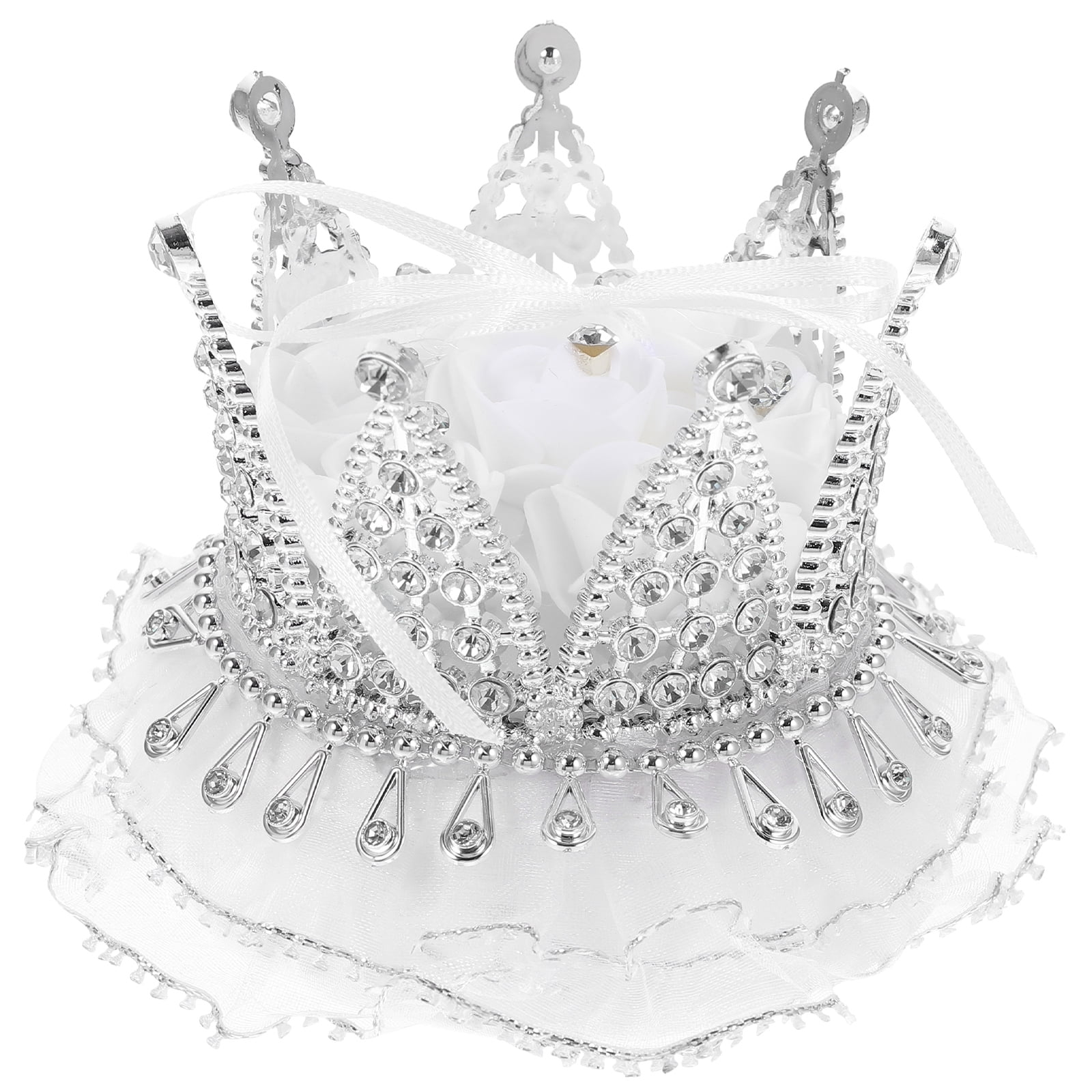 GARVALON Engagement Ring Box Wedding Keepsake Box Rhinestone Silver ...