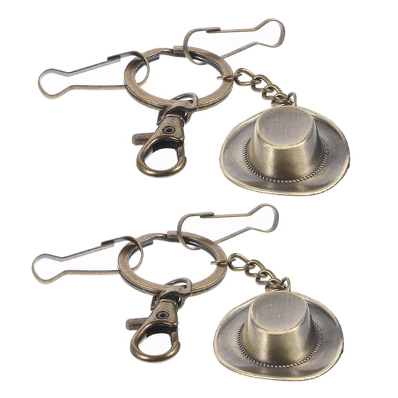 Vintage Western Cowboy Hat Keychain Made of Durable Zinc Alloy for Decoration Light Brown 2pcs