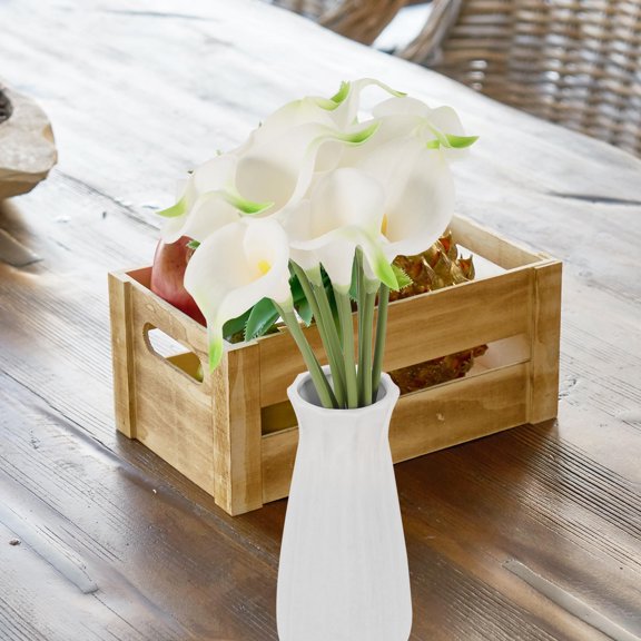 HOMEMAXS White Artificial Callalily Flowers for Home Decor Realistic PU Plastic Flower Stems 10pcs