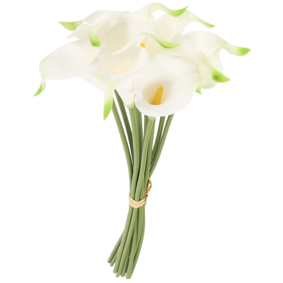 HOMEMAXS White Artificial Lily Flowers for Home Decor Party Office Wedding 10pcs PU Plastic