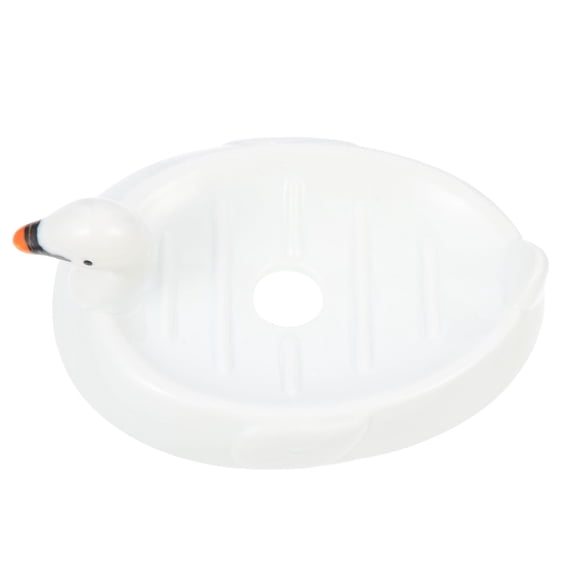 White Ceramic Soap Dish with Drain Hole for Home Use Stable and Swan-shaped Design 4.5