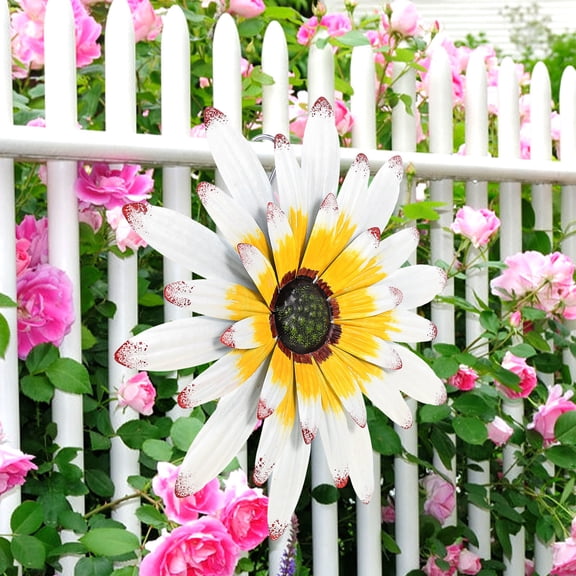 HOMEMAXS White Iron Flower Wall Art Decor for Living Room Decoration with Exquisite Details 10.5 Inches