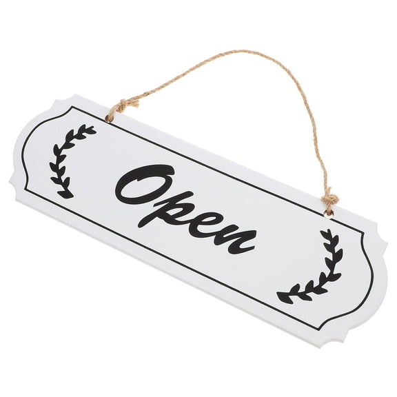 HOMEMAXS White Open Close Sign for Business Display Wood Minimalist Design with Jute Rope for Shops Cafes Restaurants