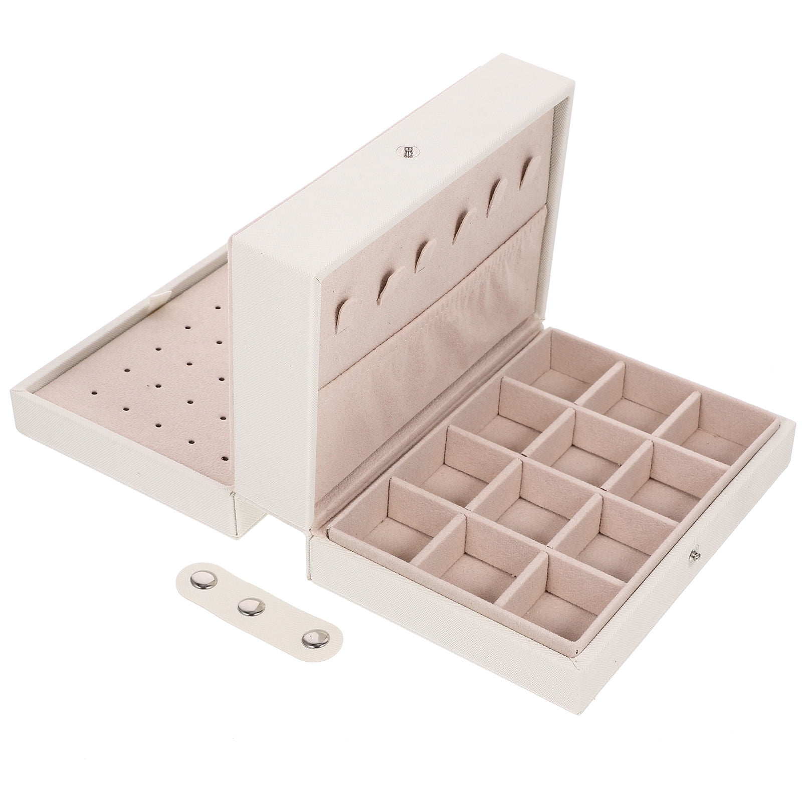 HOMEMAXS White PU Leather Jewelry Box for Rings Bracelets Watches with ...