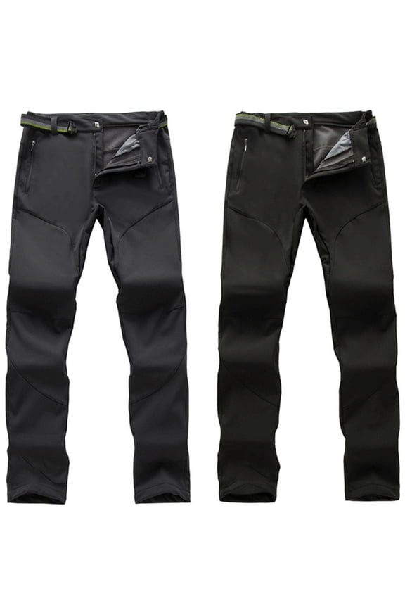 Women Thick Warm Fleece Softshell Pants Fishing Camping Hiking Skiing Pants Waterproof Windproof Pants Size (Black)