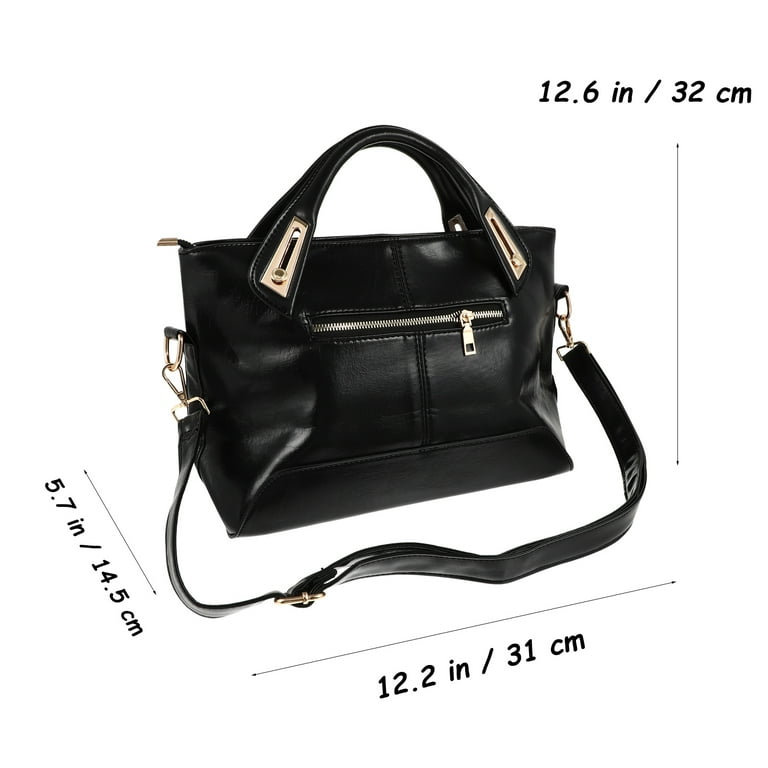 HOMEMAXS Womens Lady's Handbag Vintage Luxury Wax Genuine Leather Tote  Shoulder Bag Crossbody Bag Satchel Purse (Black)