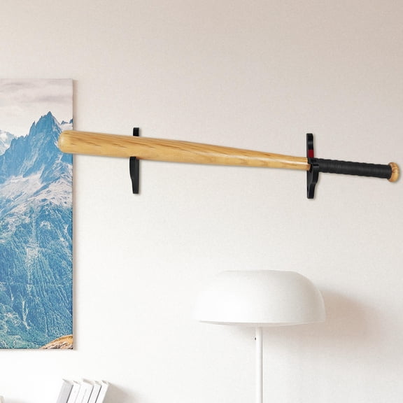 HOMEMAXS Wood Baseball Bat Stand for Display Use Black Multifunctional Bat Rack 1 Pair