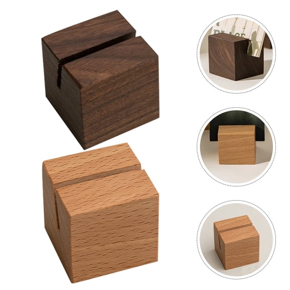 CRAFTHROU 10Pcs Business Card Holders Wood Base Table Name Stand for Office and Event Decoration