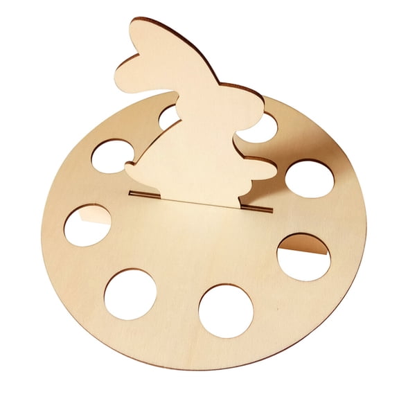 Wooden Beige Easter Rabbit Shape Egg Rack for Home Party Decorations 4014109