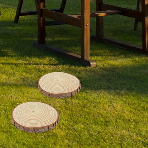 HOMEMAXS 2Pcs Beige Round Wood Garden Paver for Homeowners Yard Enhancement