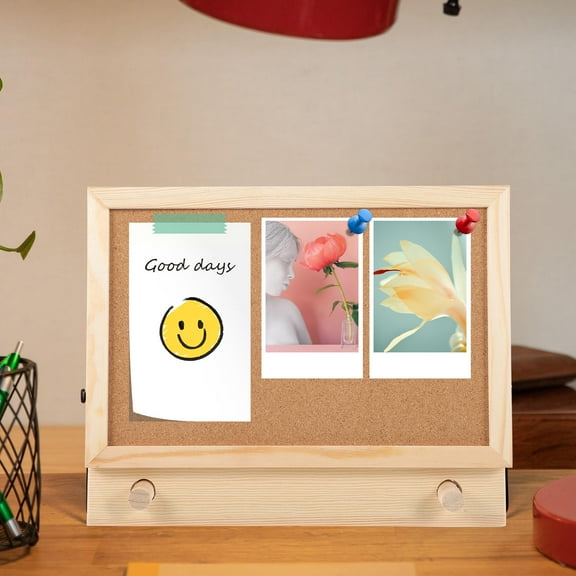 HOMEMAXS 1Set Creative Design Light Brown Wooden Pvc Memory Board for Adults Office Decor Home School Use Small Bulletin Board