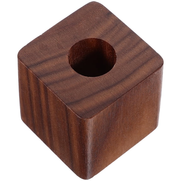 HOMEMAXS Wood Single Pen Holder for Home Use Dark Brown Sturdy and Perfect for Quill Pen Storage