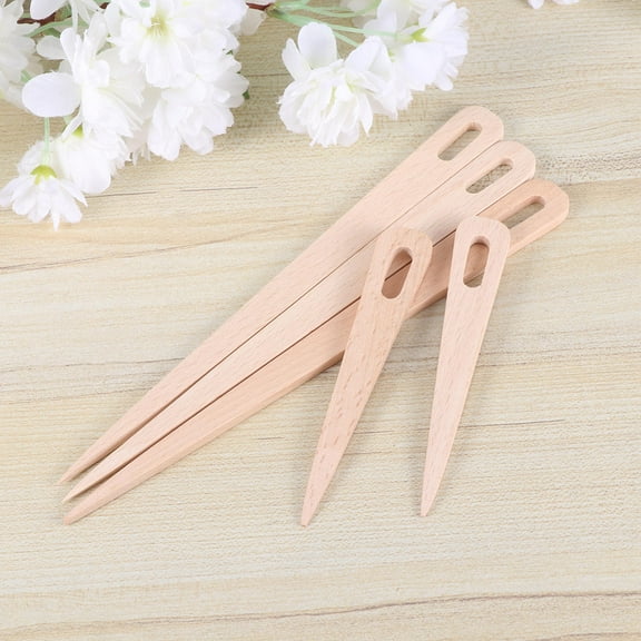 Wood Weaving Crochet Needles for DIY Crafts and Weaving 5pcs Beige Plastic Tools 3 Big 2 Small