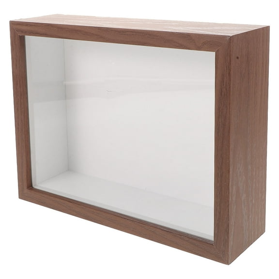 HOMEMAXS Wood and Acrylic Display Case with Clear Hollow Structure for Decor Coffee Color 6.5x6.5x3 Inches