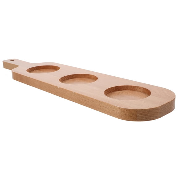 HOMEMAXS Wooden Beer Flight Board 3-Hole Drink Flight Tray with Handle for Bar KTV Hotels Craft Beer Wine Tasting Wooden Wine Serving Plate