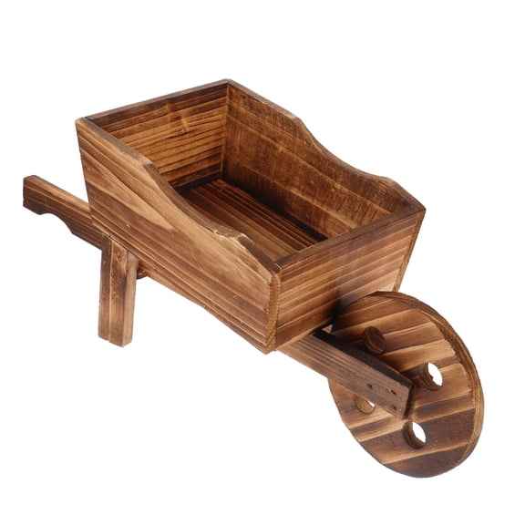 OULII Flowerpot Wood 1Pcs 19.1 x 6.1 x 7.9in Garden Wheelbarrow Planter