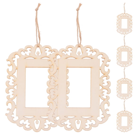 GARVALON Wood Photo Frame Uncolored Rope 12Pcs 5.9X4.3X0.08In