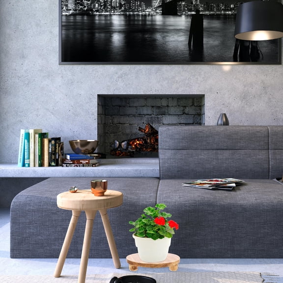 Wooden Flower Pot Base for Display Stand Beige Color Stable and Durable Circular Design 2 Pieces