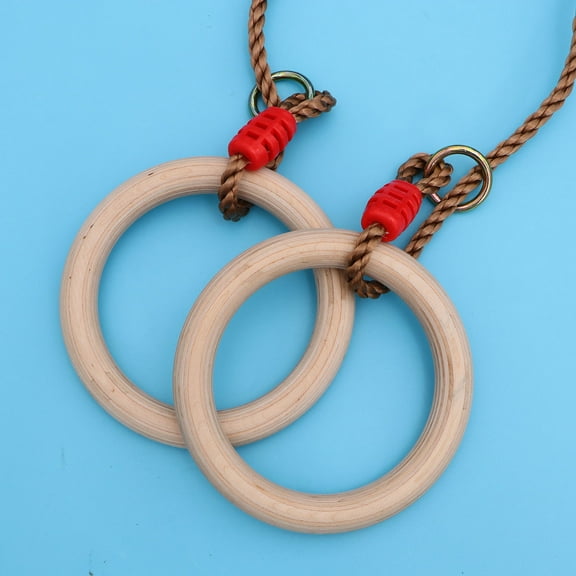 HOMEMAXS Wooden Gymnastic Rings with Smooth Plastic Finish for Indoor Fitness Full Body Workouts 1 Pair