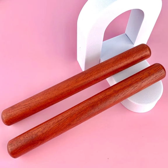 CRAFTHROU Percussion Rhythm Sticks Dark Red Wood 1 Pair 7.86X0.79X0.79in