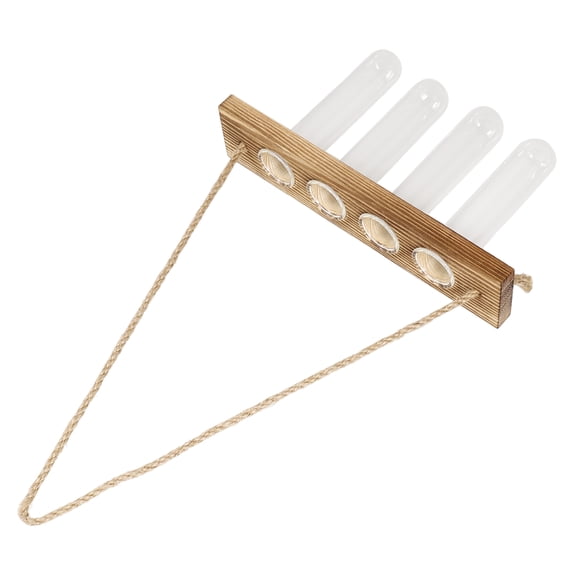HOMEMAXS 1 Set Wall Hydroponic Plants Test Tube Vase Glass Planter Tubes with Wood Stand