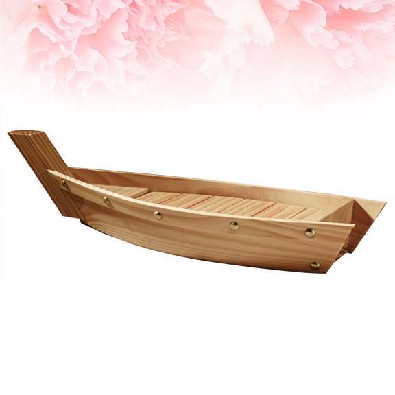HOMEMAXS Wooden Sushi Plate in Boat Shape Made of Premium Timber for Kitchen Use Light Brown