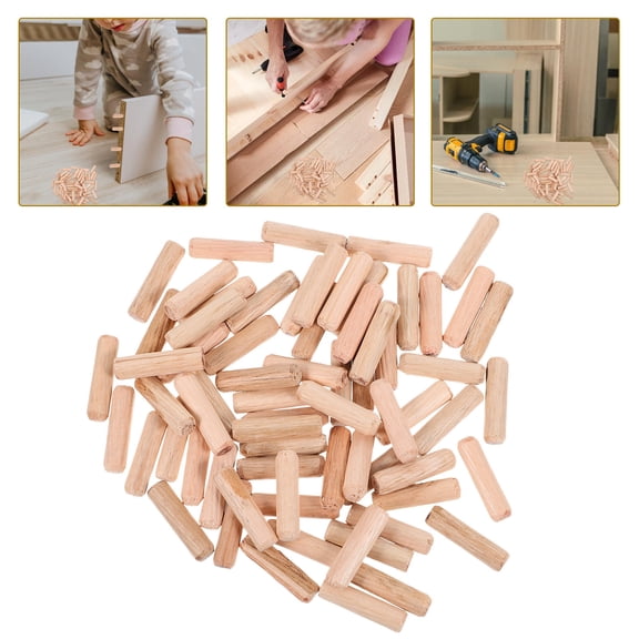 HOMEMAXS Wooden Dowel for Drawer Craft Projects with Fluted Surface Wood Material Khaki Color 8x30mm