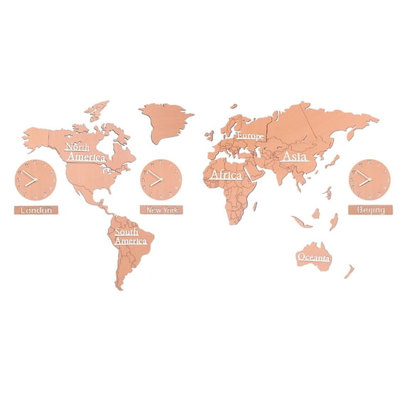 HOMEMAXS World Map Wall Clock Multiple Decorative Wall Clock No Battery