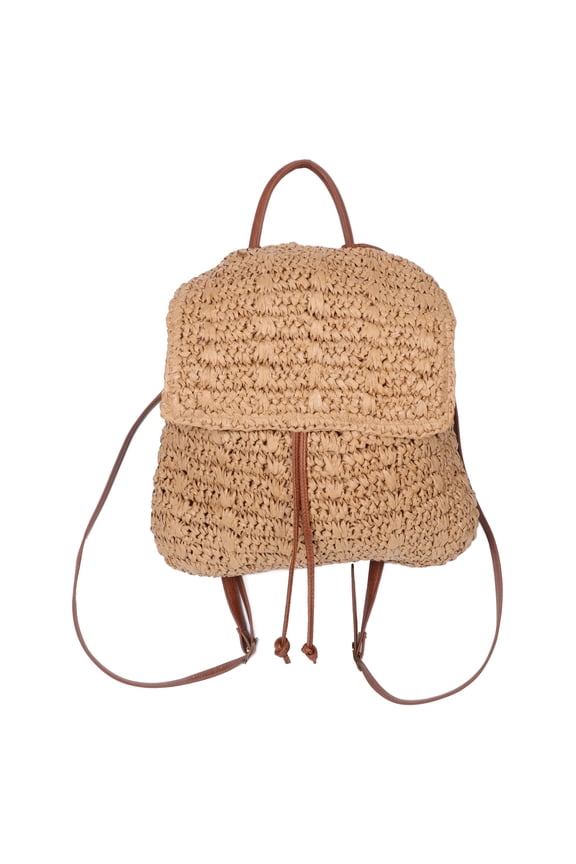 Fashionable Straw Backpack for Women Boho Woven Beach Bag with Large Capacity Summer Vacation Party Bag 1 Set Woven Backpack