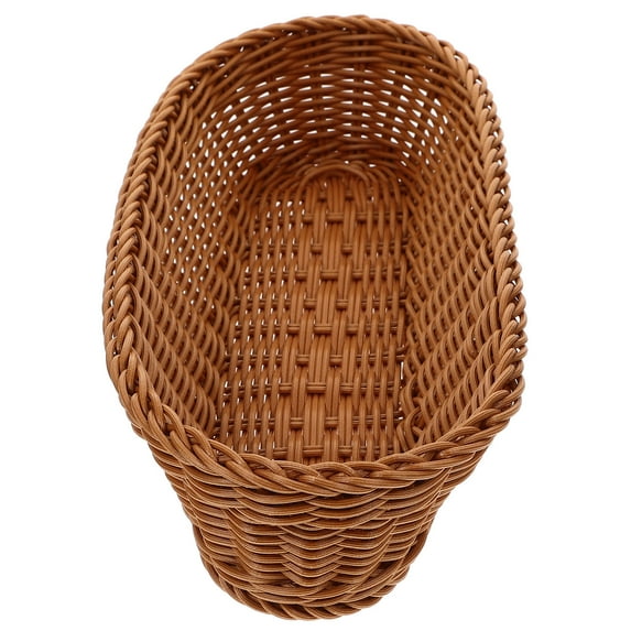 HOMEMAXS Woven Bread Basket for Storage Made of Plastic in Coffee Color Suitable for Home and Restaurant Use 7.5 Inches