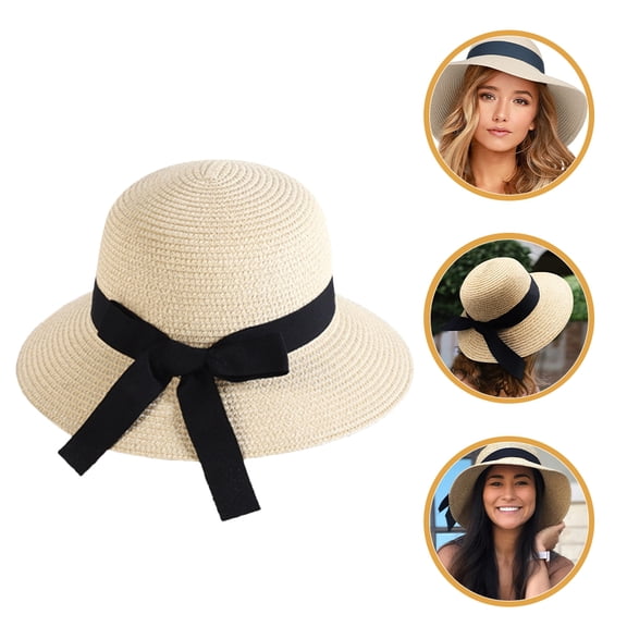 HOMEMAXS Woven Bucket Hat Beach Sun Hat Summer Weaving Hat Sun Protection Hat Decor