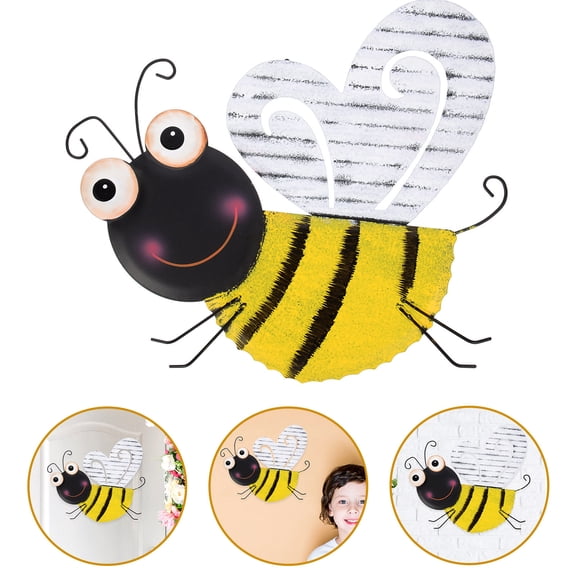 HOMEMAXS Wrought Iron Bee Wall Decor for Home Decor Yellow Color Adds Rustic Charm to Any Piece