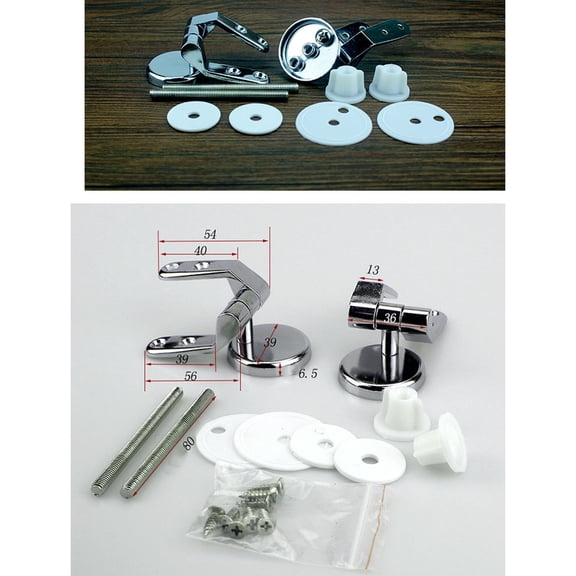 HOMEMAXS Zinc Alloy Toilet Seat Hinge Replacement Mounting Fittings with Bolts and Nuts Hardware