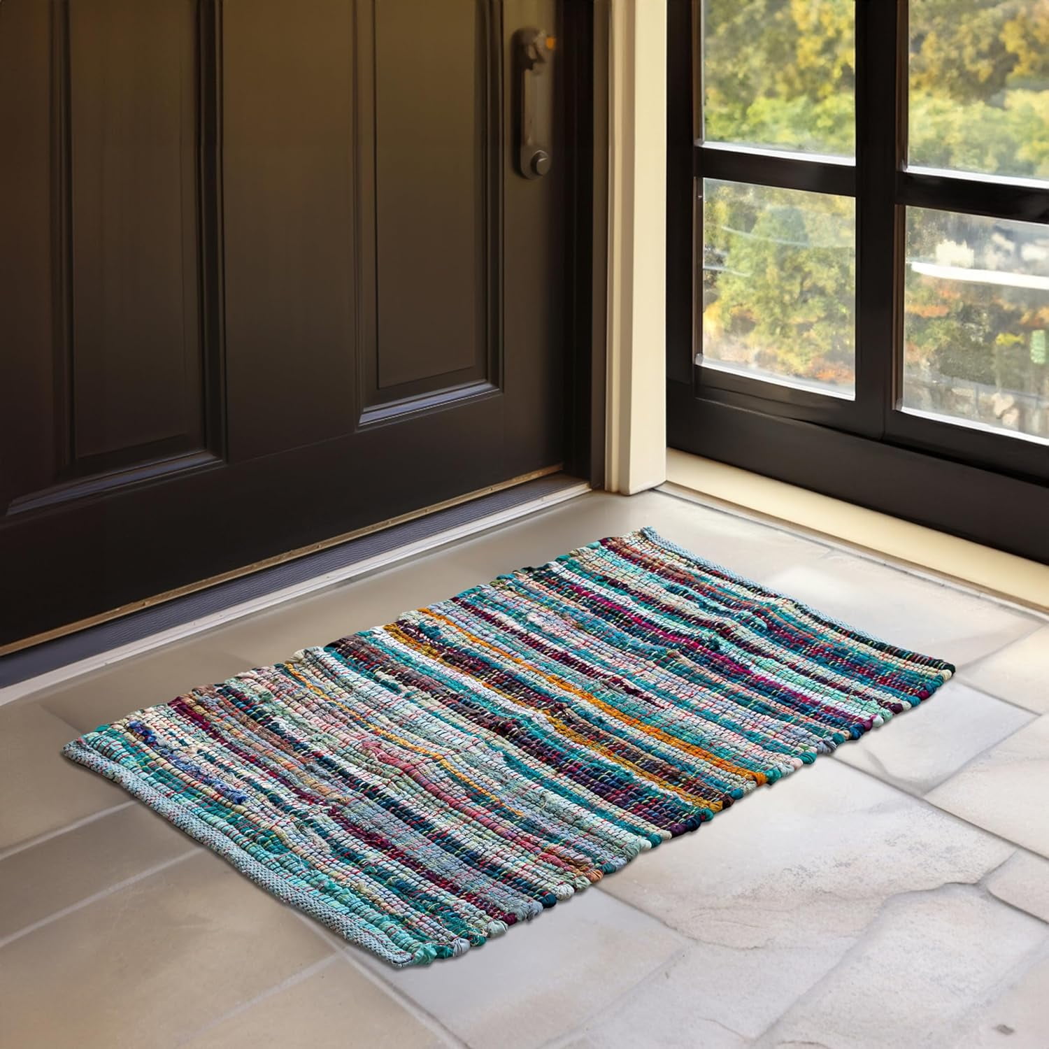 HOMEMONDE Multi 20x32" Chindi Rugs Entryways Small Doormats Farmhouse