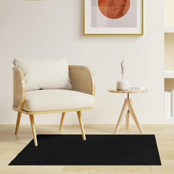 HOMEMONDE Rugs Jute Black 2.3x4 - Rectangle Area Rugs -Natural Jute Door Mat Boho Design - Ideal for High Traffic Areas For Living Room & Kitchen