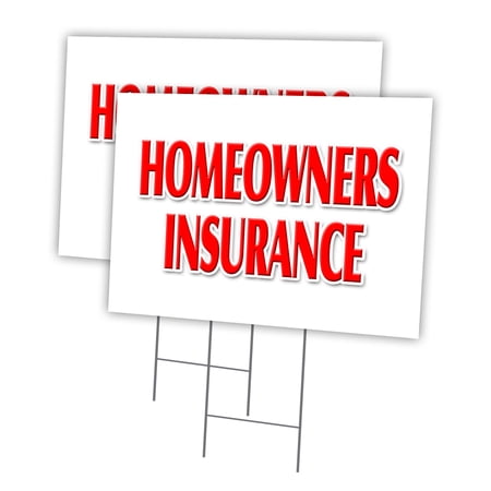 HOMEOWNERS INSURANCE 2 Pack Of 12" x 16" Yard Sign & Stake outdoor plastic window | Advertise Your Business | Stake Included Image On Both Sides | Made in The USA