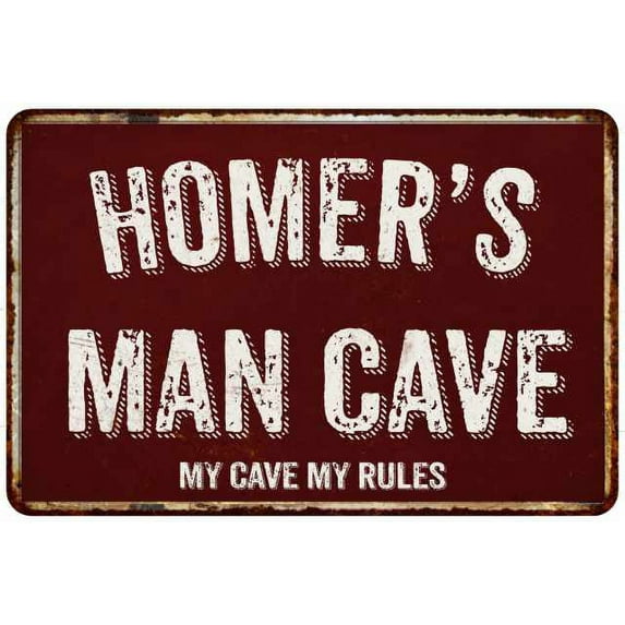 HOMER'S Man Cave Red Grunge Sign Metal 8x12 Decor 208120003174